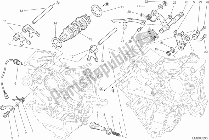 All parts for the Gear Change Mechanism of the Ducati Diavel Carbon 1200 2012